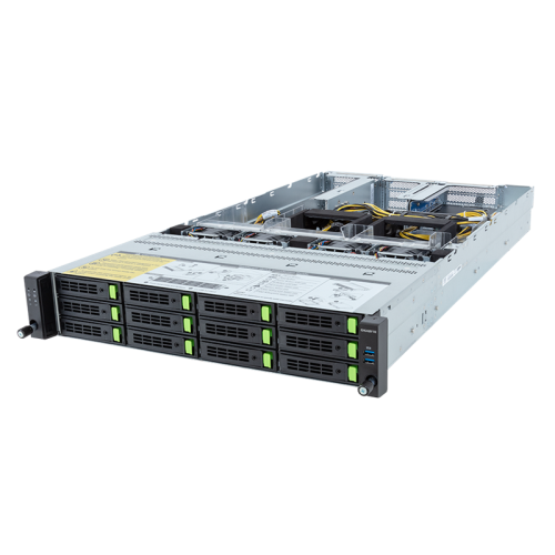 Gigabyte Server Platform R283-SF0 / 2U / 2xIntel (Gen4/5) / 2xHS / 32xDIMM / 12xLFF NVMe/SAS/SATA / 4xGPUs DS / 1xOCP 3.0 / 1xFHHL / 2x2700W / Rails / 1Y