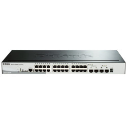 D-Link DGS-1510-28P/A1A, PROJ L2+ Smart Switch with 24 10/100/1000Base-T ports and 2 1000Base-X SFP ports and 2 10GBase-X SFP+ ports (24 PoE ports 802.3af/802.3at (30 W), PoE Budget 193W).16K Mac add