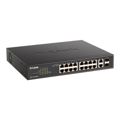 D-Link EasySmart L2 Switch 16х1000Base-T PoE, 2xCombo 1000Base-T/SFP, PoE Budget 130W