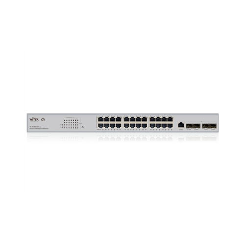 Wi-Tek WI-PCMS528F-L3, управляемый PoE бюджет 370Вт, 24GE PoE, 4SFP+ 10G, Cloud