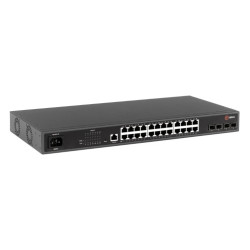 QTECH Управляемый коммутатор уровня L2+ с поддержкой PoE 802.3af/at, 24 порта 10/100/1000BASE-T PoE, 4 порта 100/1000BASE-X SFP, встроенный БП разъем питания на задней панели, 100-240В AC
