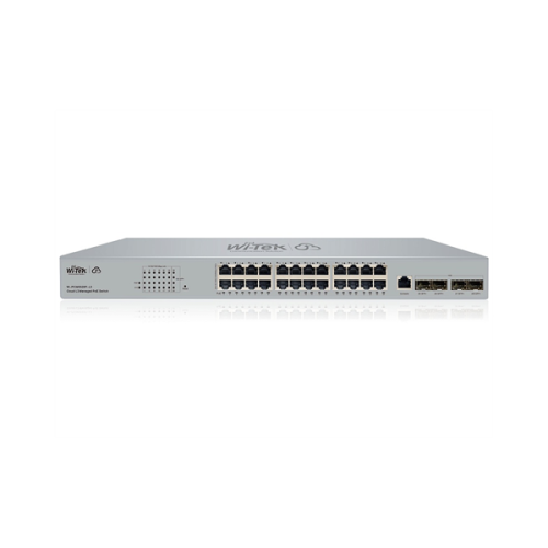 Wi-Tek WI-PCMS528F-L3, управляемый PoE бюджет 370Вт, 24GE PoE, 4SFP+ 10G, Cloud