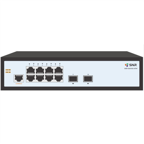 SNR Управляемый коммутатор уровня 2, 8 портов 10/100/1000Base-T, 2 порта 1/2.5G SFP, встроенный БП ~220V AC