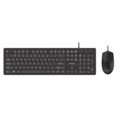 Philips Проводной Комплект  SPT6264, USB 2.0 104 клав/3 кнопки, 800-2400dpi, русская заводская раскладка, чёрный