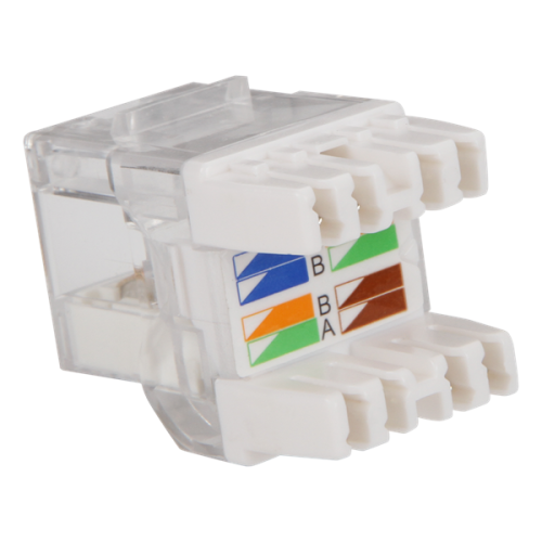 Модуль Keystone, RJ45, кат.5E, UTP, 180 градусов, с индикатором, белый