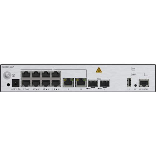 HUAWEI eKit Access Controller AC650-512AP, 10*GE electrical ports,2*10GE optical ports, with the AC/DC adapter