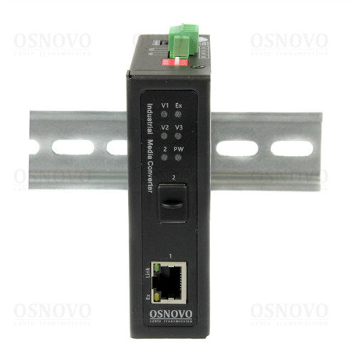 OSNOVO OMC-1000-11X/I Промышленный компактный медиаконвертер Gigabit Ethernet. Порты: 1 x GE (10/100/1000Base-T), 1 x GE SFP (100/1000Base-X). Поддержка режима CCTV: Увеличение расстояния передачи дан