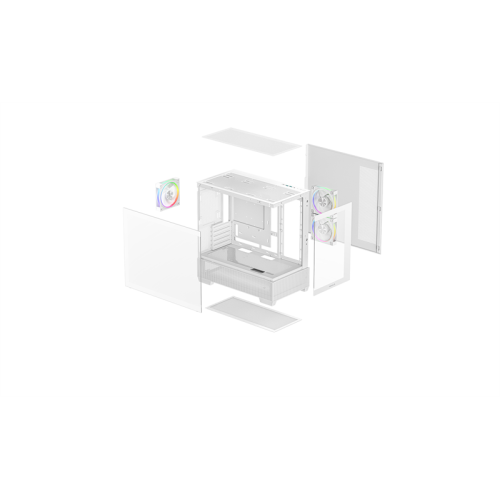 Deepcool CG380 3F WH без БП, боковое окно (панорама), 3x120mm ARGB PWM вентилятора, белый, mATX (R-CG380-WHAGM3-G)