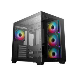 Deepcool CG530 4F без БП, боковое окно (панорама), 3x120мм ARGB Reverce вентилятора на боковой стенке, 1x120мм ARGB вентилятор сзади, черный, ATX