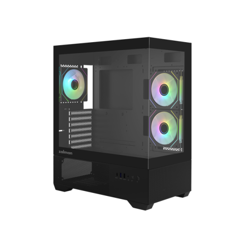 ZALMAN CHRONIX V2, ATX, BLACK, WINDOW, 1xCombo (3.5’’ or 2.5’’), 1x3.5’’HDD, 2x2.5’’SSD, 1xUSB2.0, 1xUSB3.0, 1xUSB Type-C, SIDE 2x120mm ARGB, REAR 1x120mm ARGB