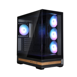 ZALMAN P40 NAMU, ATX, BLACK, WINDOW, WOODEN ELEMENTS, 2xCombo(2.5” or 3.5”), 1xUSB TYPE-C, 2xUSB3.0, SIDE 3x120mm ARGB, REAR 1x120mm ARGB
