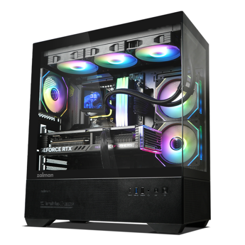 ZALMAN CHRONIX V2, ATX, BLACK, WINDOW, 1xCombo (3.5’’ or 2.5’’), 1x3.5’’HDD, 2x2.5’’SSD, 1xUSB2.0, 1xUSB3.0, 1xUSB Type-C, SIDE 2x120mm ARGB, REAR 1x120mm ARGB