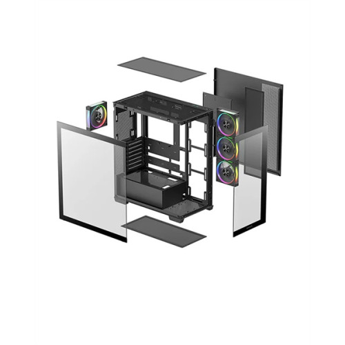 Deepcool CG580 4F V2 без БП, боковое окно (панорама), 4x120mm ARGB PWM вентилятора, черный, ATX (R-CG580-BKADA4-G-2)