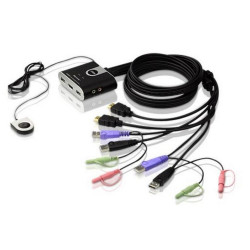 ATEN 2-Port USB HDMI/Audio Cable KVM Switch with Remote Port Selector