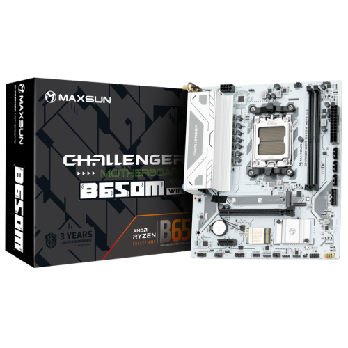 MAXSUN MS-Challenger B650M WIFI ICE V2, AM5, B650, 2*DDR5, 3*SATA 3.0, M.2, USB 3.2, USB 2.0, 1*PCIE 16, 1*PCIE 1, HDMI+DP, mATX