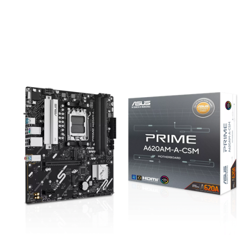 ASUS PRIME A620AM-A-CSM, AM5, A620A, 4*DDR5, 4*SATA, 2*M.2, 2*USB 3.2, 4*USB 2.0, 1*PCIx16, 1*PCIx1, DP+VGA+HDMI, mATX;