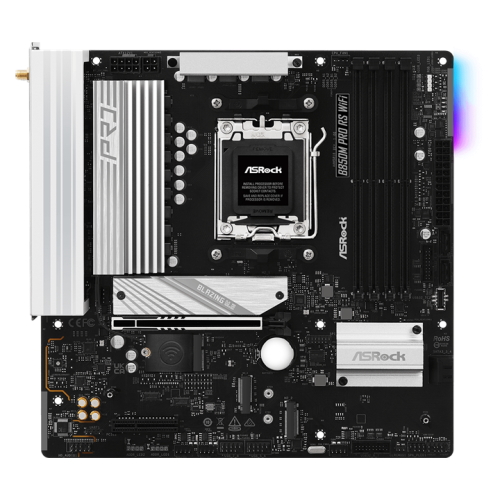 ASROCK B850M PRO RS WIFI, AM5, B850, 4*DDR5, 4*SATA, 3*M.2, 4*USB 2.0, 3*USB 3.2, Type-C, 2*PCIx16, 1*M.2 (Key E), HDMI+DP,  mATX