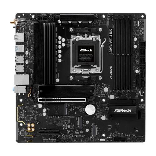 ASROCK B850M PRO-A WIFI, AM5, B850, 4*DDR5, 4*SATA, 4*M.2, 4*USB 2.0, 3*USB 3.2, 2*Type-C, 2*PCIx16, 1*M.2 (Key E), HDMI+DP, mATX