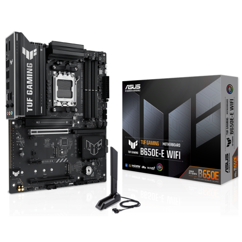 ASUS TUF GAMING B650E-E WIFI, AM5, B650, 4*DDR5, 4*SATA, 3*M.2, 4*USB 3.2, 3*USB 2.0, Type-C, 3*PCIx16, 1*PCIx1, DP+HDMI, ATX; 90MB1LT0-M0EAY0