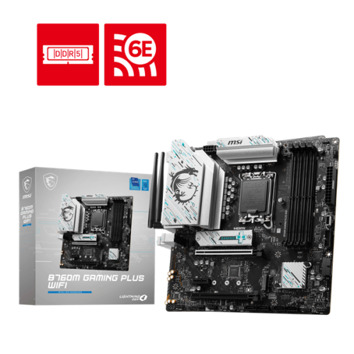 MSI B760M GAMING PLUS WIFI,B760,LGA1700,4DDR5,2PCI-Ex16,1PCI-Ex1,2M.2,4SATA3,2USB3.2 Gen2,7US