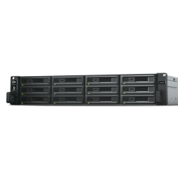 Synology (Rack2U) QC2,4Ghz/8Gb upto 64/RAID0,1,10,5,6/up to12HP HDDs SATA(3,5'or2,5') upto 36 with 2xRX1217(RP)/2xUSB/4GigEth(+2Expslot)/iSCSI/2xIPcam(upto75)/1xPS/norail/1YW