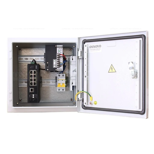 OSNOVO OS-331(SW-60812/I) Уличный коммутатор на базе уличной станции OSNOVO OS-331. Порты: 6 x FE (10/100Base-T) с PoE (до 30W) + 2 x FE (10/100Base-T) с PoE (до 60W) + 1 x GE (10/100/1000Base-T) + 2