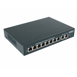 OSNOVO SW-21000/A(120W) Passive PoE коммутатор Fast Ethernet на 10 портов. Порты: 8 х FE (10/100 Base-T, 52V 4,5(+) 7,8(–)) совместимы с PoE (IEEE 802.3af/at), 2 x FE (10/100 Base-T) Uplink. Совместим