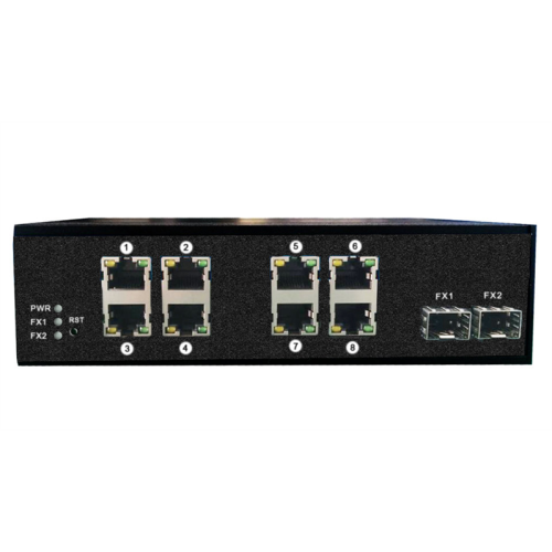 OSNOVO SW-60802/IC Промышленный PoE коммутатор на 10 портов. Порты: 8 x FE (10/100Base-T) с PoE (до 25W) + 2 x GE SFP (1000Base-X). Вход для резервного питания. Встроенная грозозащита. Соответствует с