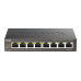 D-Link Неуправляемый PoE-коммутатор, 8x1000Base-T (4x1000Base-T PoE), PoE-бюджет 80 Вт, корпус металл