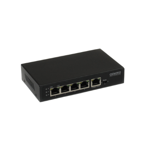 OSNOVO SW-8050/D PoE Коммутатор/удлинитель Gigabit Ethernet на 5 портов c питанием по PoE. Расстояние передачи данных + PoE - 100м. Порты: 4 х GE (10/100/1000 Base-T) с поддержкой PoE, GE (10/100/1000