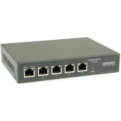 OSNOVO SW-5D-1 Коммутатор 2.5G Ethernet на 5 RJ45 портов. Порты: 5 x 2.5G (10/100/1000/2500Base-TX). Auto MDI/MDIX. Встроенная грозозащита 3кВ. В комплекте БП DC12V(2A). Размеры (ШхВхГ): 160x31x112мм.