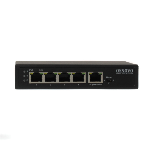 OSNOVO SW-8050/D PoE Коммутатор/удлинитель Gigabit Ethernet на 5 портов c питанием по PoE. Расстояние передачи данных + PoE - 100м. Порты: 4 х GE (10/100/1000 Base-T) с поддержкой PoE, GE (10/100/1000