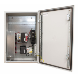 OSNOVO OS-46TB1(SW-60812/I) Уличный коммутатор с термостабилизацией и резервным питанием на базе уличной станции OSNOVO OS-46TB1. Порты: 6 x FE (10/100Base-T) с PoE (до 30W) + 2 x FE (10/100Base-T) с