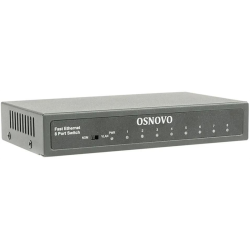 OSNOVO SW-10800 Неуправляемый коммутатор Fast Ethernet на 8 RJ45 портов. Порты: 8 x FE (10/100Base-TX). Изоляция портов (VLAN). Auto MDI/MDIX Встроенная грозозащита 3кВ. В комплекте БП DC12V(1A). Разм
