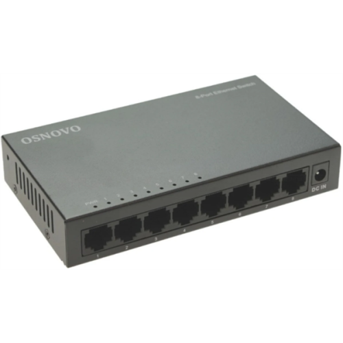 OSNOVO SW-8F Неуправляемый коммутатор Fast Ethernet на 8 портов. Порты: 8 x FE (10/100Base-TX). Auto MDI/MDIX Встроенная грозозащита 2кВ. В комплекте БП DC12V(1A). Размеры (ШхВхГ): 138 x 25 x 78мм. Ра