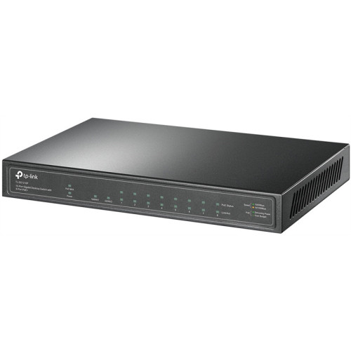 TP-Link TL-SG1210P, 10-портовый гигабитный настольный коммутатор,8 гигабитных портов PoE+, 1 гигабитный порт без PoE, 1 гигабитный SFP-слот802.3at/af, бюджет PoE: 63 Вт, стальной настольный корпус