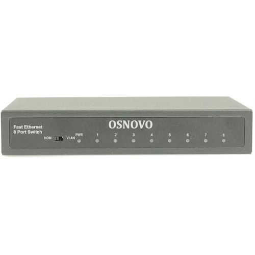 OSNOVO SW-10800 Неуправляемый коммутатор Fast Ethernet на 8 RJ45 портов. Порты: 8 x FE (10/100Base-TX). Изоляция портов (VLAN). Auto MDI/MDIX Встроенная грозозащита 3кВ. В комплекте БП DC12V(1A). Разм