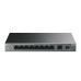TP-Link LS1210GP, Настольный коммутатор с 9 гигабитными портами RJ45 (8 портов PoE+) и портом SFP, 802.3af/at, бюджет PoE — 61 Вт, до 250 метров
