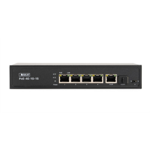 (4084) SKAT PoE-4E-1G-1S коммутатор PoE Plus, мощность 80Вт, порты: 4-Ethernet, 1-Uplink, 1-SFP