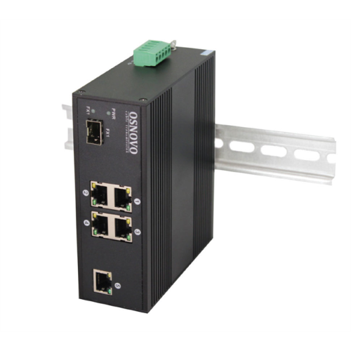 OSNOVO SW-40501/IC Промышленный PoE коммутатор Fast Ethernet на 6 портов. Порты: 4 x FE (10/100Base-T) с PoE (до 30W) + 1 x FE (10/100Base-T) + 1 x FE SFP (100Base-X). Вход для резервного питания. Вст