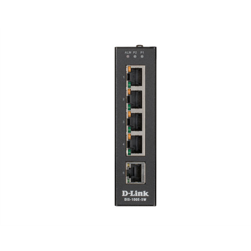 D-Link DIS-100E-5W/A1A, L2 Unmanaged Industrial Switch with 5 10/100Base-TX ports.1K Mac address, 802.3x Flow Control, Stand-alone, Auto MDI/MDI-X for each port, D-link Green technology, Metal case,