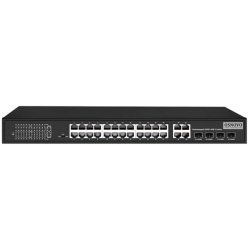 OSNOVO SW-62444(400W) PoE коммутатор Fast Ethernet на 24 x RJ45 портов + 4 x GE Combo uplink порта. Порты: 2 x FE (10/100Base-T) с PoE (до 60W, A+B) + 22 x FE (10/100Base-T) с PoE (до 30W), 4 x GE Com