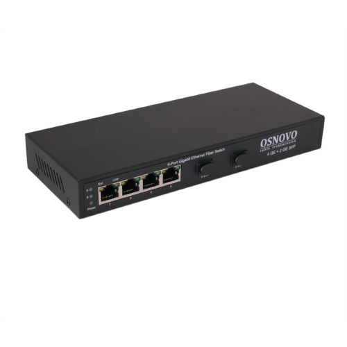 OSNOVO SW-7042 Коммутатор Gigabit Ethernet на 4 RJ45 + 2 SFP. Порты: 4 x GE (10/100/1000Base-T), 2 x GE SFP (1000Base-FX). В комплекте БП DC12V(1A). Встроенная грозозащита 3кВ. Возможно крепление на с