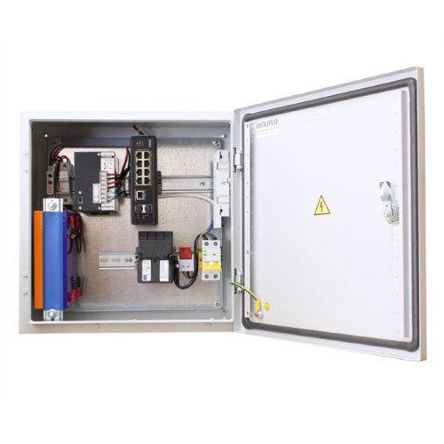 OSNOVO OSS-44TB1(SW-60812/I) Уличный коммутатор в корусе из нержавеющей стали с термостабилизацией и резервным питанием на базе уличной станции OSNOVO OSS-44TB1. Порты: 6 x FE (10/100Base-T) с PoE (до