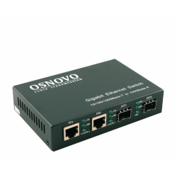 OSNOVO SW-70202 Неуправляемый коммутатор Gigabit Ethernet на 4 порта. Порты: 2 x GE (10/100/1000Base-T), 2 x GE SFP (1000Base-FX). В комплекте БП DC5V(2A). Размеры (ШхВхГ): 145x27х85 мм. Рабочая темпе