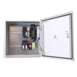 OSNOVO OS-44T1(SW-60812/I) Уличный коммутатор с термостабилизацией на базе уличной станции OSNOVO OS-44T1. Порты: 6 x FE (10/100Base-T) с PoE (до 30W) + 2 x FE (10/100Base-T) с PoE (до 60W) + 1 x GE (