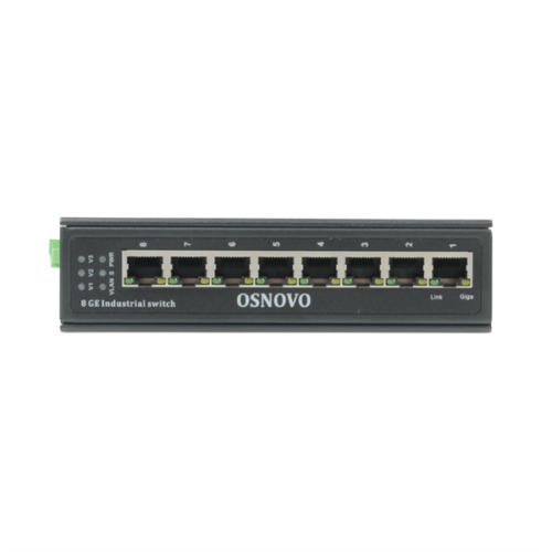 OSNOVO SW-70800-I Промышленный коммутатор Gigabit Ethernet на 8GE RJ45 портов. Порты: 8 x GE (10/100/1000Base-T). Встроенная грозозащита 6кВ. Питание: 3 x входа DC12-57V(6W). БП в комплект НЕ входит.
