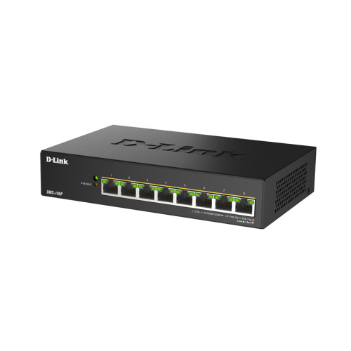 D-Link Коммутатор, 8x2.5GBase-T PoE 802.3bt 90 Вт, PoE-бюджет 230 Вт, корпус металл