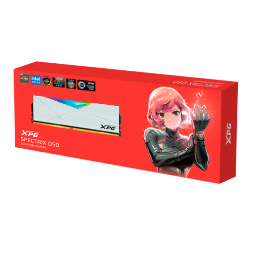 ADATA SPECTRIX D50 DDR4 DIMM 32GB 3600MHz 2*16GB 18-22-22 1.35V WHITE DUAL COLOR BOX