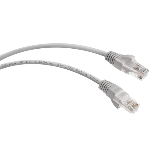 Cabeus PC-UTP-RJ45-Cat.6a-0.5m-LSZH Патч-корд U/UTP, категория 6а (10G), 2xRJ45/8p8c, неэкранированный, серый, LSZH, 0.5м